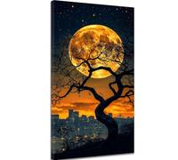 Pintar por Numeros Halloween Pintar por Numeros Niños Lienzo Paint by Numbers Adultos y Principiantes Manualidades Niños DIY Kit de Pintura al Óleo con Marco, Cuadros Decorativos Árbol 90x180cm k-1154
