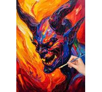 Pintar por Numeros Horror, 30x40cm Pintura por Números Demonio para Adultos, Sin Marco, Kit de Pintura al Óleo de Lienzo con 3 Pinceles, Pigmento Acrílico, Paint by Numbers Decoración Pared, -7873