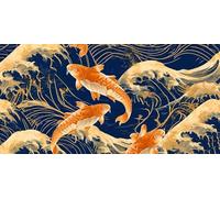 Pintar por Numeros Japón Peces de colores Pintar por Numeros Adultos Kit con Lienzo sin Arrugas, Pinceles y Pintura Acrílica, DIY Paint by Number Manualidades Adultos, Hogar Decoración 20x40cm Y-8824