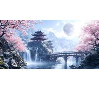 Pintar por Numeros Luna Puente, Grande Manualidades Adultos Painting by Numbers Kits, Pintar por Numeros Niños, Principiantes Kit Pintura al óleo de Lienzo con 3- Pinceles, Decor Hogar 25x50cm L-134