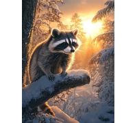 Pintar por Numeros Mapache, DIY Pintar por Numeros Adultos Invierno 70 x 90 cm, Cuadros para Pintar por Numeros con Pinceles y Pinturas Acrílicas para Decoración de Pared Hogar (Sin Marco) -YH1177