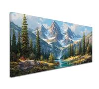 Pintar por Numeros Montaña Pintar por Numeros Niños Lienzo Paint by Numbers Adultos y Principiantes Manualidades Niños DIY Kit de Pintura al Óleo con Marco, Cuadros Decorativos Paisaje 60x120cm k-1222