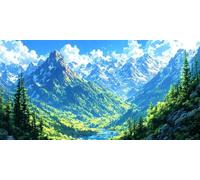 Pintar por Numeros Montaña Río, Grande Manualidades Adultos Painting by Numbers Kits, Pintar por Numeros Niños, Principiantes Kit Pintura al óleo de Lienzo con 3- Pinceles, Decor Hogar 80x160cm L-37