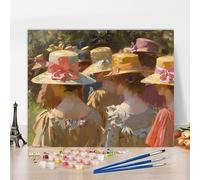 Pintar por Numeros Mujer Pintar por Numeros Sombrero Painting by Numbers, DIY Kit Pintura Paintings, Entretenimiento Adultos Kits Con Accesorios, Decoracion Hogar Regalo Con Marco 40x30cm P-YA425