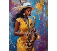 Pintar por Numeros Niños Mujer Africana Pintar por Numeros MúSica Painting by Numbers DIY RetroKit Pintura Entretenimiento Adultos Paintings Kits, Decoracion Hogar Regalo Con Marco 80x100cm A-GO12