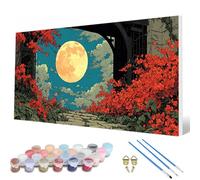Pintar por Numeros Paisaje Pintar por Numeros Luna Paint by Numbers Adult con 3 Pinceles y Pigmento Acrílico Manualidades Adultos para Decoracion Hogar Pared, Regalo Mujer 30 x 60 cm -hcw2507W1