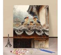 Pintar por Numeros PáJaro Pintar por Numeros Set Arquitectura Painting by Numbers DIY Kit Pintura Entretenimiento Adultos Principiante Paintings Kits, Decoracion Hogar Regalo Sin Marco 30x40cm 4-596W5