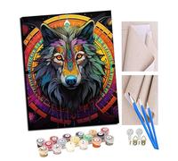 pintar por numeros para adultos Círculo mágico de lobo de colores al estilo del antiguo Egipto (55) Kits de regalo de pintura al óleo digital de bricolaje arte de lienzo decoración -16 * 20 pulgadas