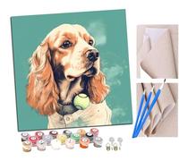 Pintar por numeros para Adultos Cocker Spaniel y una pelota de béisbol (14) Pintura por números Adultos y para niños-Lienzo pre Dibujado con numeros para Pintar con Pinceles 40x40cm
