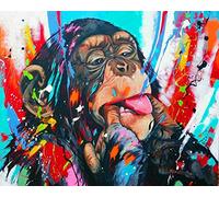 Pintar por números para adultos Niños, mono gracioso de color 16x20 pulgadas Lienzo Lienzo Acrílico DIY Número Kits de pintura Arte de la pared Decoración Regalos (sin marco)