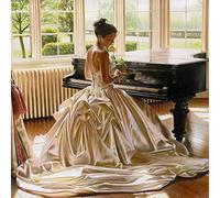 Pintar por números para adultos Niños, Mujer elegante y piano 16x16 pulgadas Lienzo DIY Número Kits de pintura Pintado a mano Pintura al óleo Arte de la pared Decoración Regalos