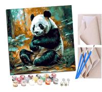 Pintar por numeros para Adultos Yoga Panda (1) Pintura por números Adultos y para niños-Lienzo pre Dibujado con numeros para Pintar con Pinceles 40x40cm