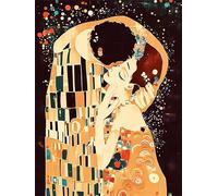 Pintar por Numeros Parejas Klimt, Manualidades Adultos, Cuadros para Pintar por Numeros, con 3 Pinceles y Pigmento Acrílico, Libro Colorear Adultos, Home Decoration 90x120cm (Sin Marco) m5g-556