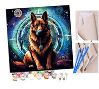 Pintar por Numeros Perro pastor alemán de mitología fantástica (6) Adultos Kit de Pintura al óleo de Lienzo DIY para con Pinceles Pigmento Acrílico 40 x 40cm (Sin Marco)