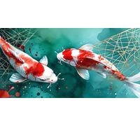 Pintar por Numeros Pez carpa koi, Grande Manualidades Adultos Painting by Numbers Kits, Pintar por Numeros Niños, Principiantes DIY Kit de Pintura al óleo de Lienzo, para Decor Hogar 35x70cm L-150