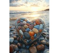 Pintar por Numeros Playa Pintar por Numeros Adultos, Painting by Numbers Amar Paint by Numbers Adult Manualidades con 3 Pinceles Pintura Acrilica para Decoracion Hogar, Regalo Mujer 50x70cm -zjn2507SI