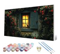 Pintar por Numeros Rosa Pintar por Numeros Casas Paint by Numbers Adult con 3 Pinceles y Pigmento Acrílico Manualidades Adultos para Decoracion Hogar Pared, Regalo Mujer 30X60 CM -hcw2507221914I