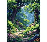 Pintar por Numeros,Sendero natural de la jungla Pintar por Números para Adultos,DIY Pigmento Acrílico Kit de Pintura por Números Sobre Lienzo,con Pinceles para Hogar Decor Regalo con marco,60x75cm
