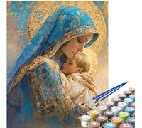 Pintar por Numeros Virgen María Pintura por Números Adultos Retro DIY Paint by Numbers Niños 12 Años Principiantes Lienzos Pintura al óleo con Pigmento Kit, Decoracion Hogar Regalos 40x50 cm E-450