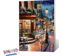 Pintar por Numeros Vista De Calle Pintar por Numeros Adultos, Arquitectura Cuadros para Pintar por Numeros, Enmarcado Pintar por Numeros Niños Pinturas al óleo Acrílicas Decoración Hogar 40x50cm H-2