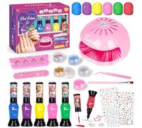 Pintauñas Niñas, Regalos niña 5 6 7 8 9 10 Años, Set Manicura para Niña, con Secador de Uñas et Pegatinas de Uñas, Juegos Manualidades Niños 3-12 Años, Infantil Esmalte de Uñas Salón Kit Manicura