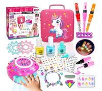 Pintauñas Niñas, Set Manicura Para Niña, Kit de Arte de uñas para Niños, Juegos de Salón Manicura Fluorescente para Niños con Maletin Maquillaje Infantil, Regalo Niña 6 7 8 9 10 11 12 Años Cumpleaños