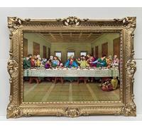 Pintici Cuadro de Jesús de la Última Cena de Leonardo Da Vinci Jesús para la pared, 90 x 70 cm, imágenes de santos, cuadro enmarcado dorado, fabricado en Italia