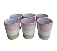 PintoCer - 6 x Vasos en Ceramica de Gres, Vasos de agua, bebida y zumos, Copas de Agua, 250ml, Diseño elegante, Perfectos para el Hogar, Restaurante y Fiestas, Aptos para el lavavajillas