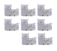 PintoHardware 8 x Conector Directo LED 2 Pines 8mm, Ancho de Esquina Forma L, 12v a 24v, Transparente para Tiras COB, Plástico Transparente Sin Conectores, Contactos Dorados.