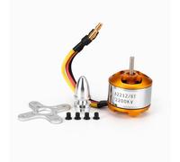 PintoHardware Motor Brushless A2212/13T 2200KV para Drones RC, Incluye Adaptador de Hélice y Accesorios de Montaje, Dorado y Plateado with 3.5mm Male Banana Bullet for RC Aircraft Diy