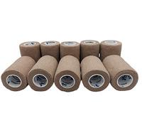 PintoMed - Venda Cohesiva - 10 x BEIGE - 10 rollos x 7,5 cm x 4,5 m estirado - Vendaje autoadhesiva elástica y flexible, Cinta adhesiva, Vet Wrap, Tape, Primeros auxílios y lesiones