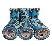 PintoMed - Venda Cohesiva - 6 x AZUL CAMUFLADO - 6 rollos x 10 cm x 4,5 m estirado - Vendaje autoadhesiva elástica y flexible, Cinta adhesiva, Vet Wrap, Tape, Primeros auxílios y lesiones