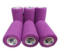PintoMed - Venda Cohesiva - 6 x Morado - 6 rollos x 7,5 cm x 4,5 m estirado - Vendaje autoadhesiva elástica y flexible, Cinta adhesiva, Vet Wrap, Tape, Primeros auxílios y lesiones