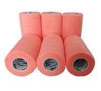 PintoMed - Venda Cohesiva - 6 x NARANJA - 6 rollos x 10 cm x 4,5 m estirado - Vendaje autoadhesiva elástica y flexible, Cinta adhesiva, Vet Wrap, Tape, Primeros auxílios y lesiones