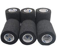 PintoMed - Venda Cohesiva - 6 x NEGRO - 6 rollos x 7,5 cm x 4,5 m estirado - Vendaje autoadhesiva elástica y flexible, Cinta adhesiva, Vet Wrap, Tape, Primeros auxílios y lesiones