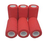 PintoMed - Venda Cohesiva - 6 x ROJO- 6 rollos x 10 cm x 4,5 m estirado - Vendaje autoadhesiva elástica y flexible, Cinta adhesiva, Vet Wrap, Tape, Primeros auxílios y lesiones
