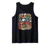Pintor de cerámica 60s 70s Retro Peace Love Pintura cerámica Camiseta sin Mangas