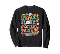 Pintor de cerámica 60s 70s Retro Peace Love Pintura cerámica Sudadera