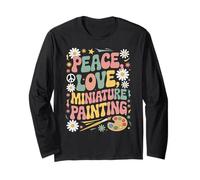 Pintor en miniatura 70s Retro Peace Love Pintura en miniatura Manga Larga
