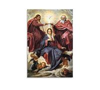 Pintores españoles Diego Velázquez Póster La coronación de la Virgen Póster Arte de pared Pintura Lienzo Impresiones Decoración Póster Obras de arte 40 x 60 cm