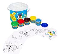 Pintura a dedos jovi bucket super kit 5 botes 35 ml + 20 plantillas