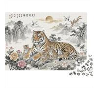 Pintura a Tinta de un Tigre Puzzle De Madera 500 Piezas Adultos Y Niños,14 Años+,Anti-estrés,Reto,Rompecabezas,Regalo Ideal,Relax,Madera,Deco Pared,Desafío,Educativo (52x38cm)