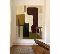 Pintura abstracta bohemia marrón, arte abstracto marrón claro, pintura de pared Wabi Sabi marrón, pintura beige neutra (50x70cm/20x28in) Sin marco