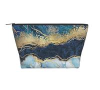 Pintura Abstracta Brillo Dorado Mármol Azul, Bolsa de artículos de tocador Bolsa de Maquillaje Bolsa de cosméticos Bolsa de artículos de tocador de Viaje portátil