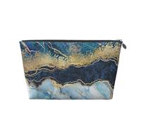Pintura Abstracta Brillo Dorado Mármol Azul, Bolsa de artículos de tocador Bolsa de Maquillaje Bolsa de cosméticos Bolsa de artículos de tocador de Viaje portátil