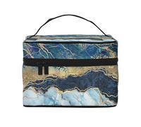 Pintura Abstracta Brillo Dorado Mármol Azul, Bolsa de Maquillaje Bolsa de cosméticos Bolsa de artículos de tocador de Viaje portátil Estuche para lápices Bolsa de artículos de tocador