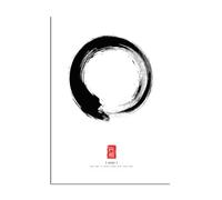 Pintura abstracta de Enso, círculo de Enso, arte de pared minimalista, póster, obra de arte, impresiones de lienzo para decoración del hogar (60x70 cm/sin marco)
