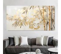 Pintura abstracta de hojas de bambú, lienzo impreso, arte decorativo para pared, pósteres modernos para el hogar, sala de estar, dormitorio, estudio (30 x 60 cm, sin marco)