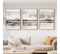 Pintura abstracta de paisaje al atardecer en lienzo, póster de arte bohemio, impresión nórdica contemporánea, cuadro de pared, decoración moderna para el hogar (30 x 42 cm/marco interior)