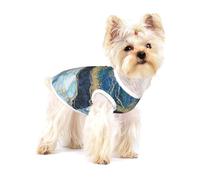 Pintura Abstracta Dorada con Brillo y mármol Azul,Camiseta de algodón sin Mangas para Mascotas, Chaleco Transpirable, Suave y elástico para Cachorros,L